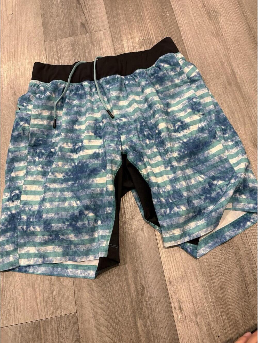 Lululemon Shorts Men’s Large Blue Lined Running Athletic Zip Pockets 6” Inseam